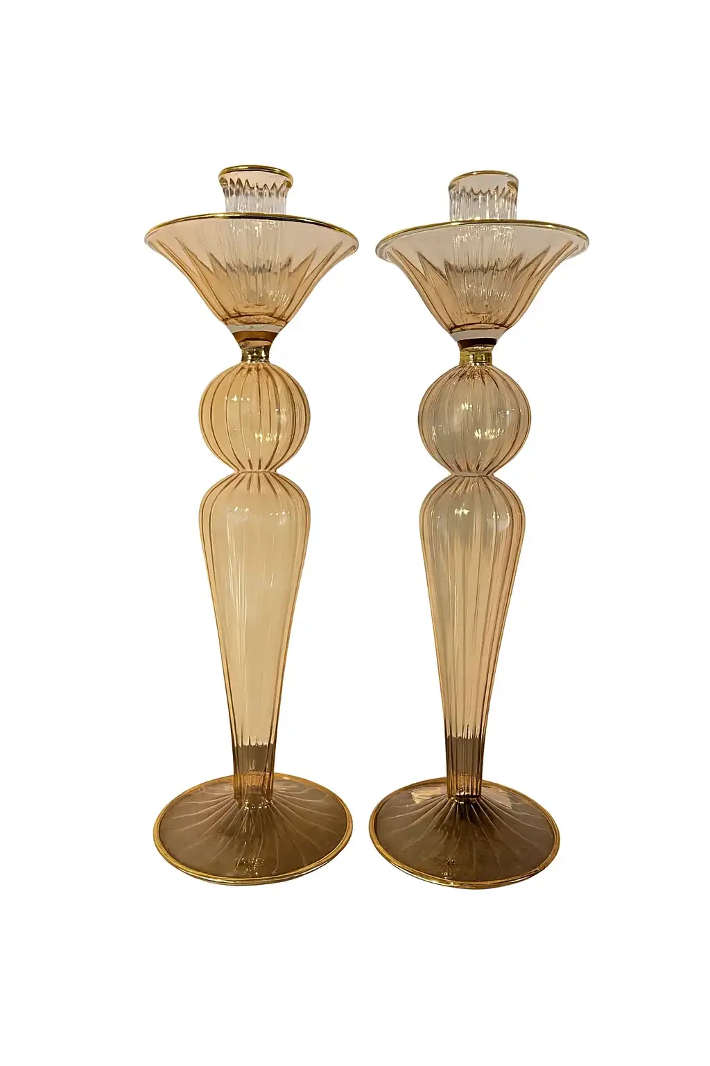 Kaarsenstandaard in peach glas