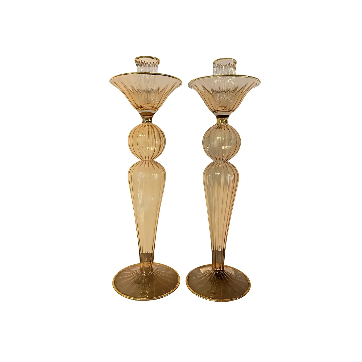 Kaarsenstandaard in peach glas